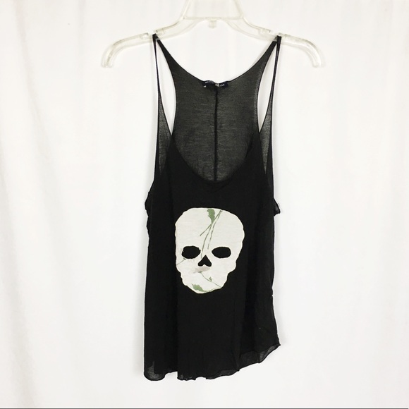 Brandy Melville Tops - Brandy Melville black floral skull tank top 💀